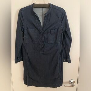 Vince Dark Navy Velvet-Trim Dress